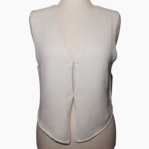 NWT RUMORED Prince Street Top Ecru Knit V Neck Sleeveless Vest Size L Minimalist